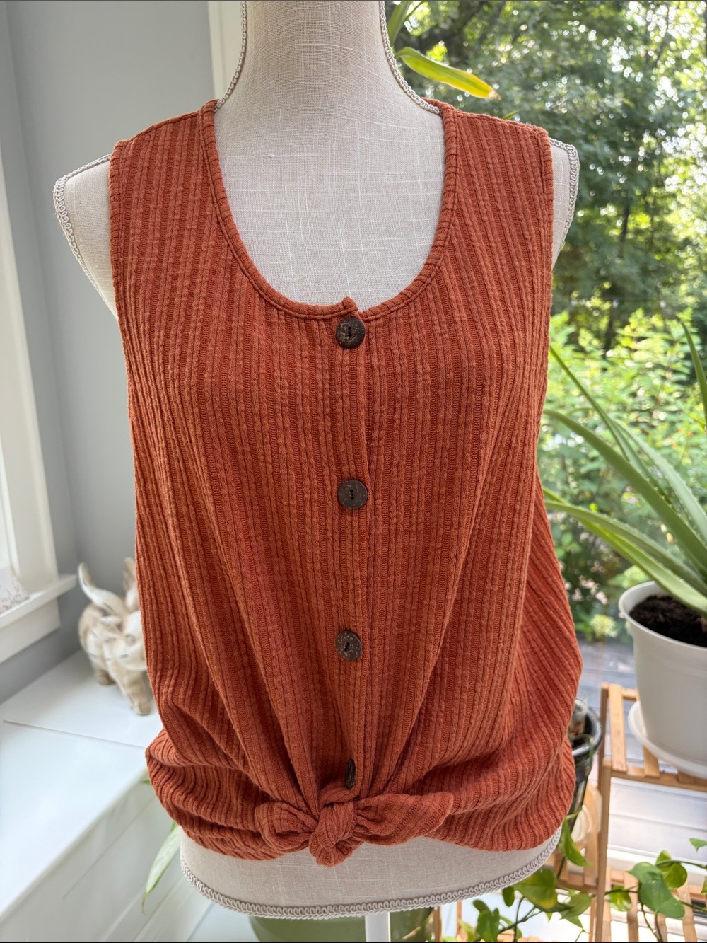 W5 Ribbed Tank in Rust Orange